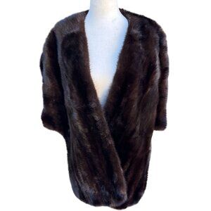 Robinsons California Vintage Brown Fur Stole Shawl Wrap Elegant Retro Fashion OS